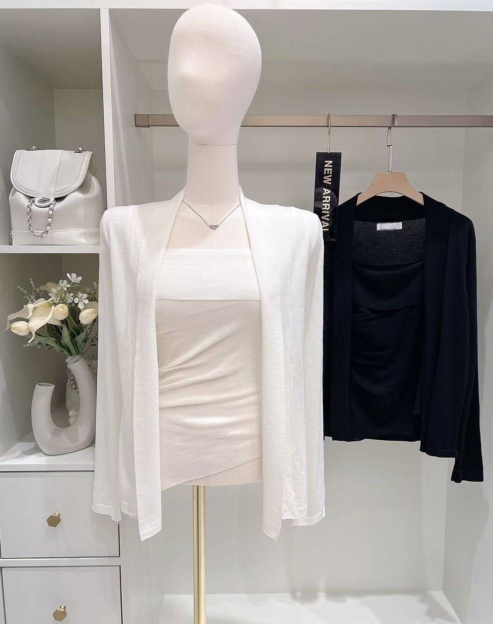 MS60307 Sheer cardigan tube top set