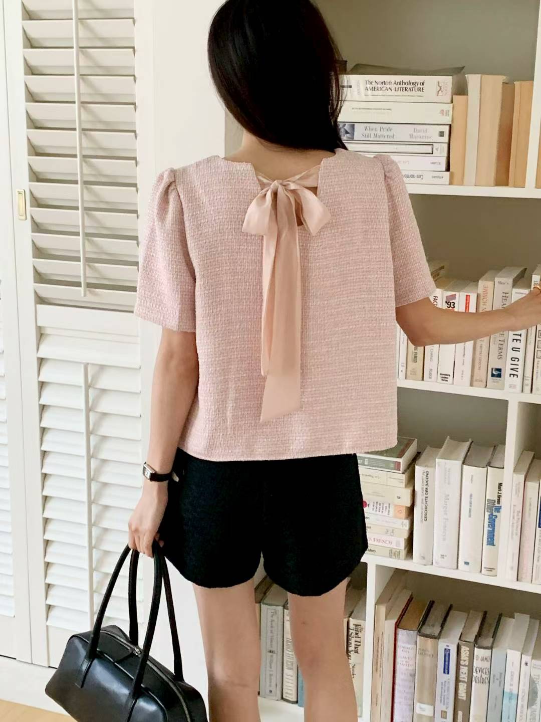 MS51052 Tweed ribbon top