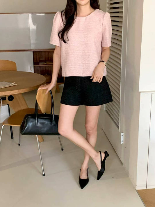 MS51052 Tweed ribbon top