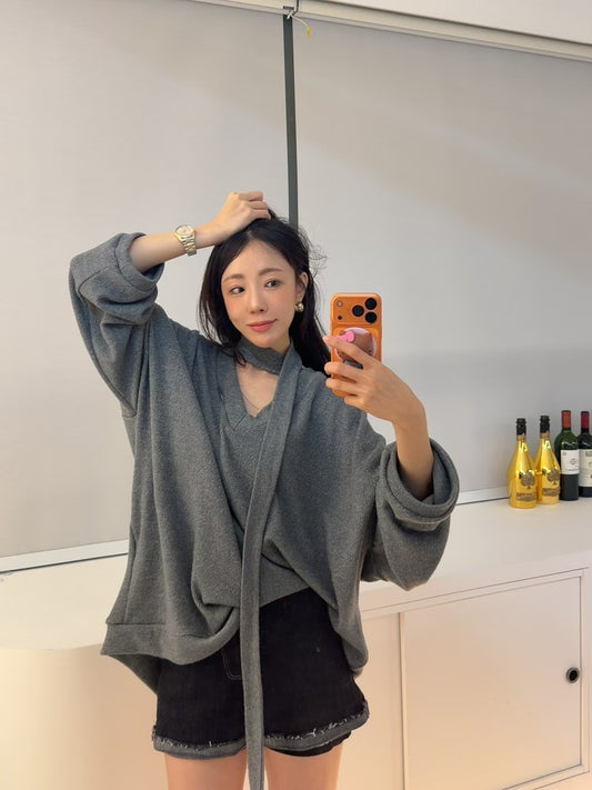 MS51216 Scarf knit top