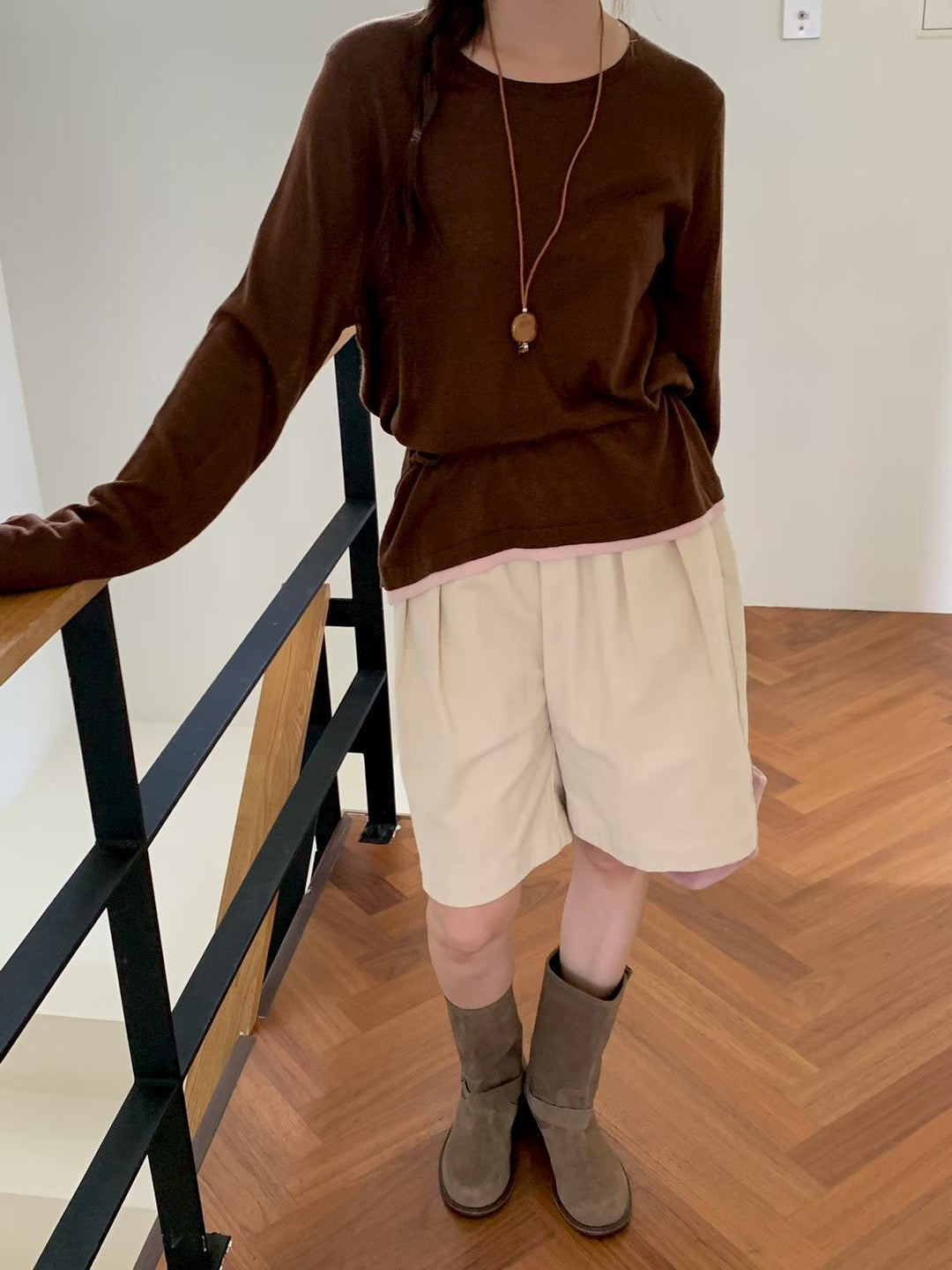 MS50950 Corduroy mid shorts