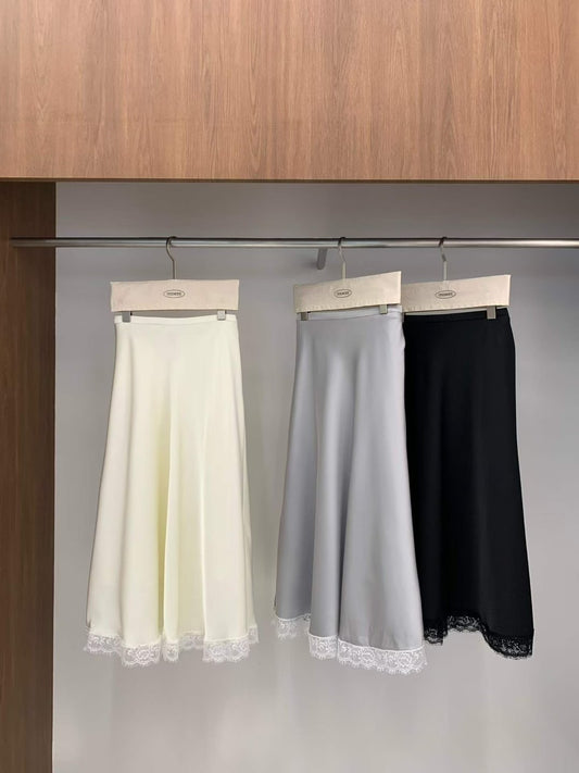 MS60437 Lune lace silk skirt