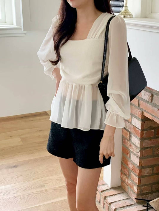 MS51054 Reina chiffon peplum blouse