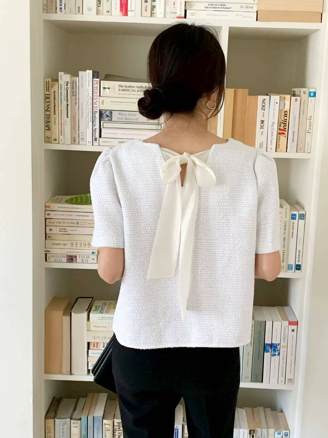 MS51052 Tweed ribbon top