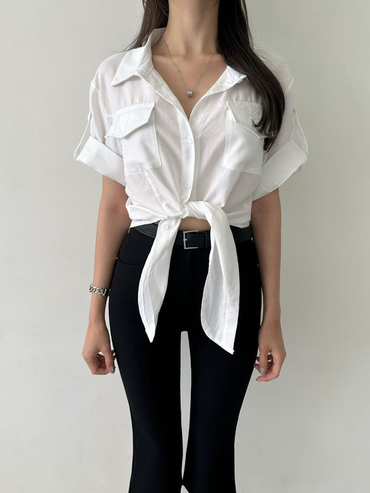 MS60713 Silk chiffon ribbon blouse