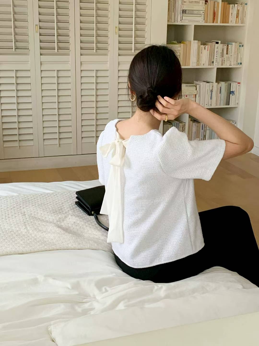MS51052 Tweed ribbon top