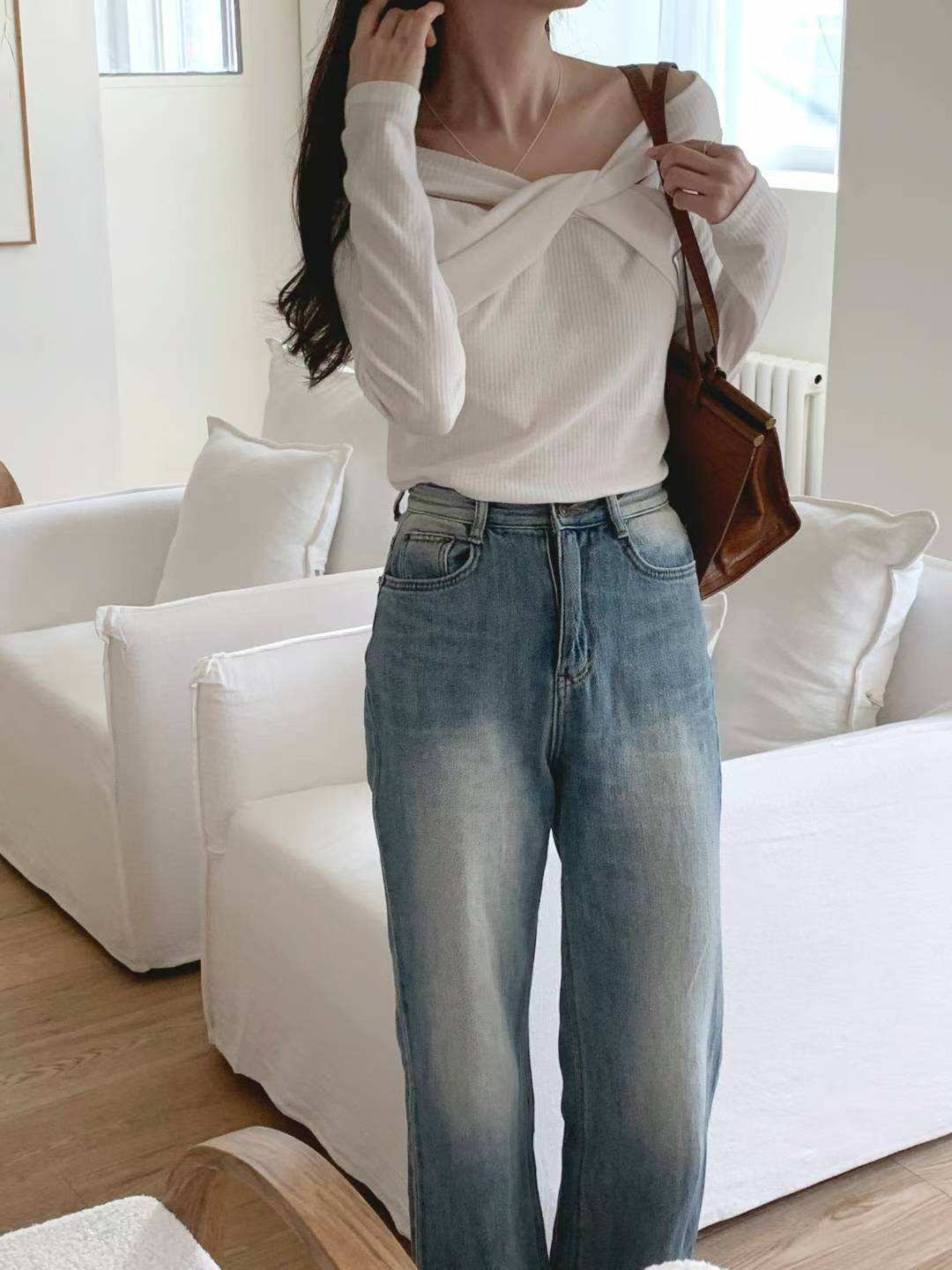 MS51053 Serene ribbon off shoulder top