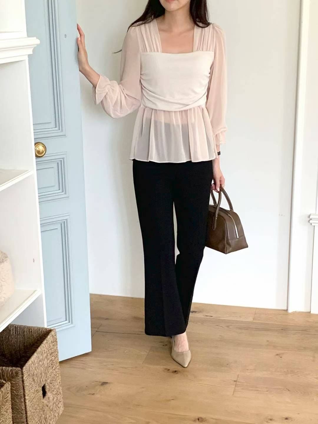 MS51054 Reina chiffon peplum blouse