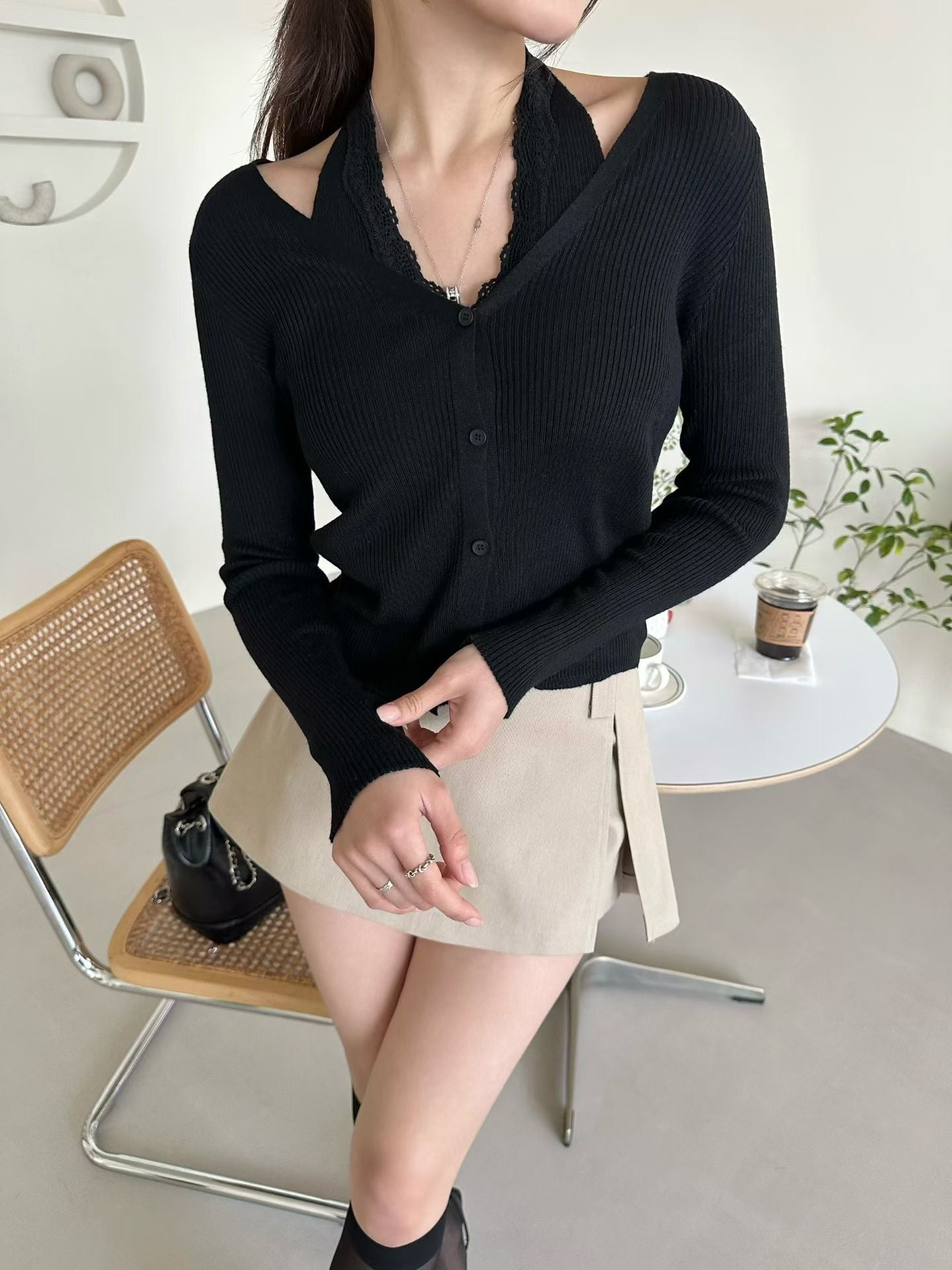 MS60334 Soft lace twin knit set