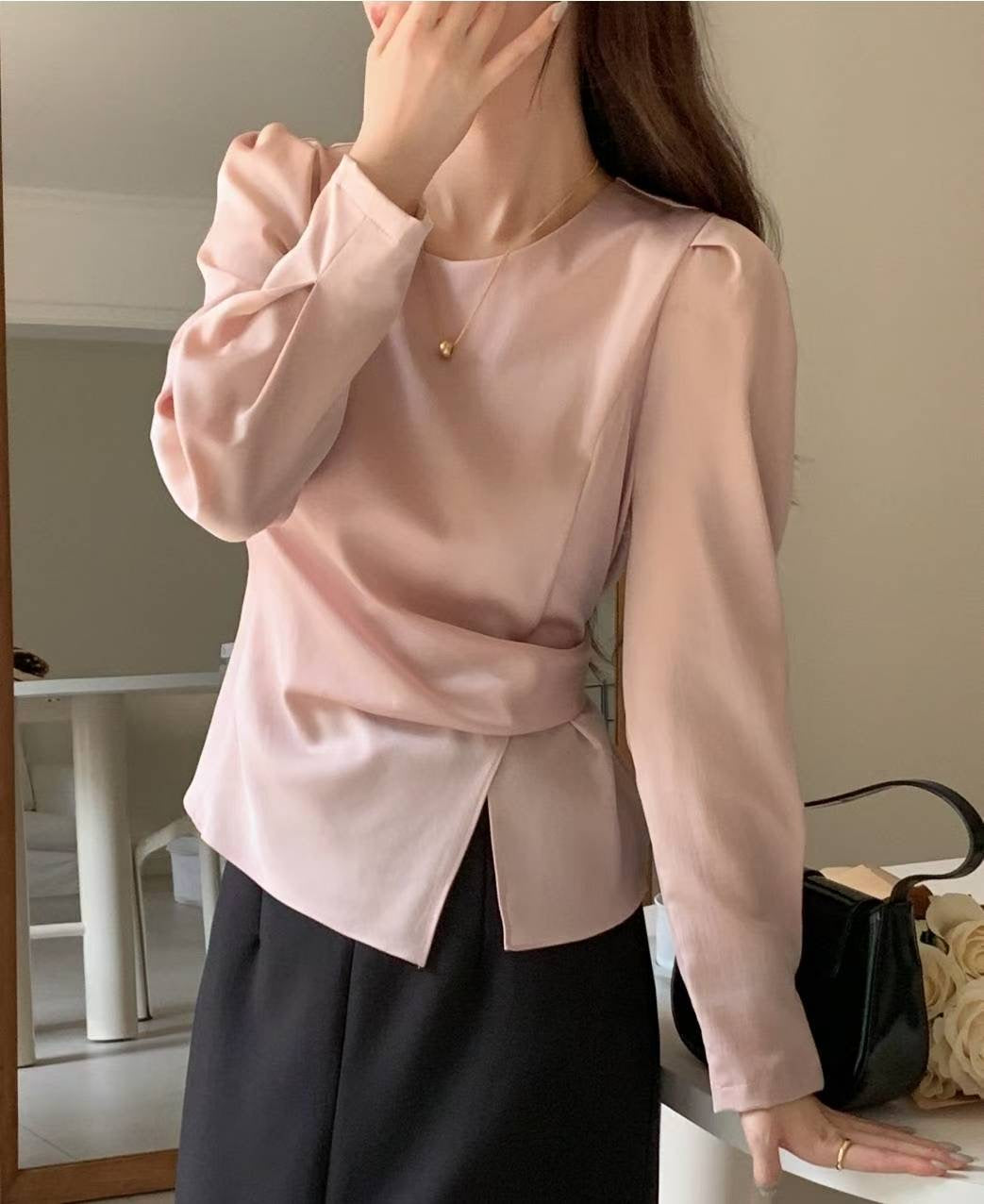 MS50953 Classic tie ribbon blouse