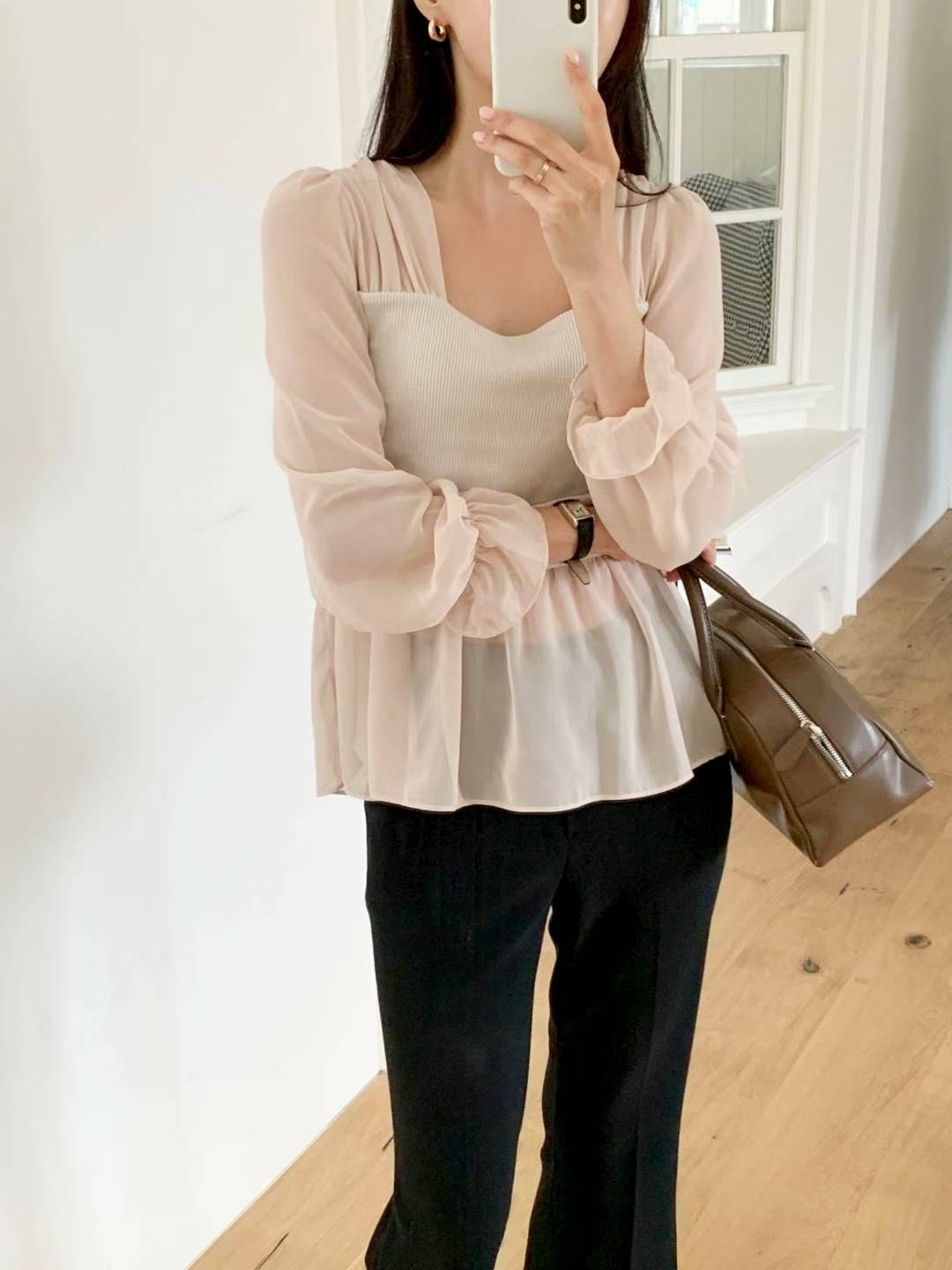 MS51054 Reina chiffon peplum blouse