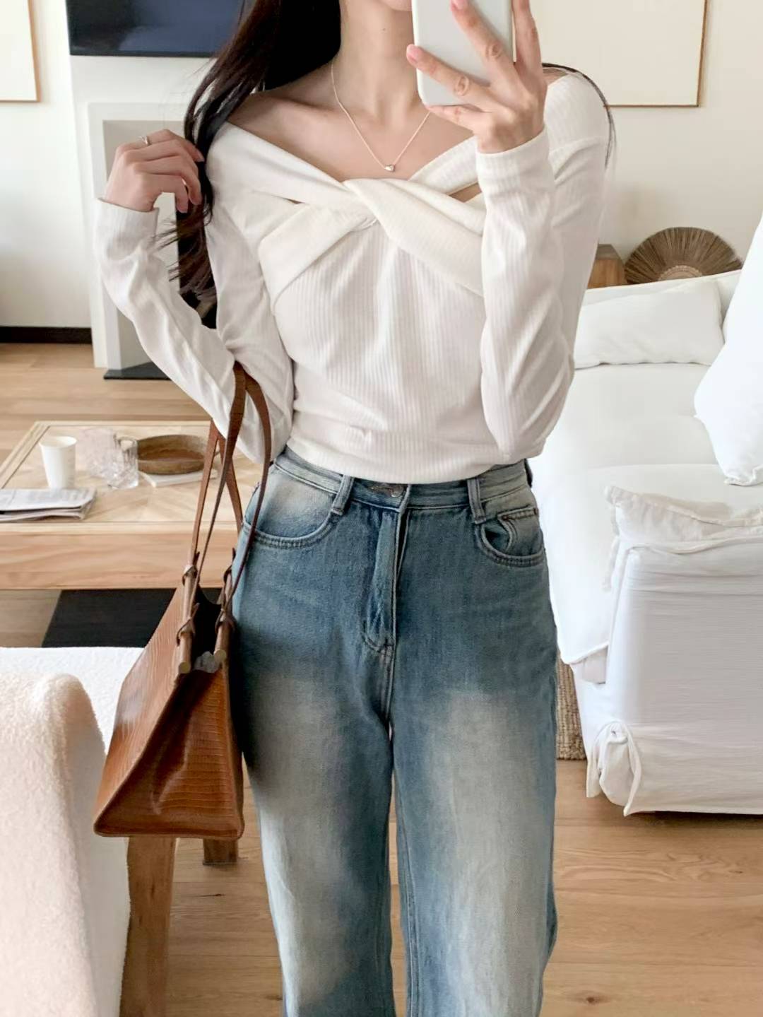 MS51053 Serene ribbon off shoulder top