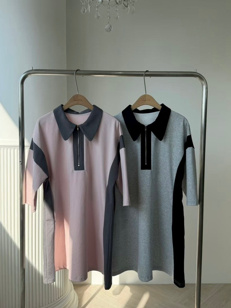 MS60426 Ash color polo dress