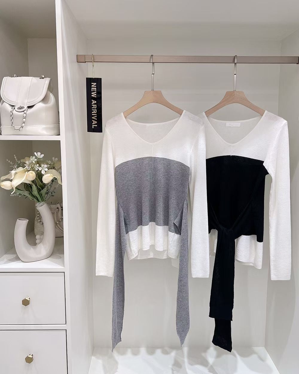 MS60305 Layered wrap knit top