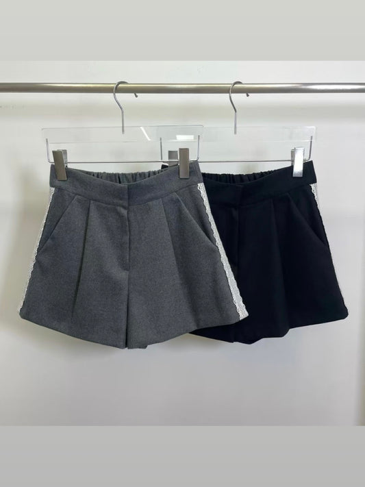 MS51007 High waisted wool lace shorts
