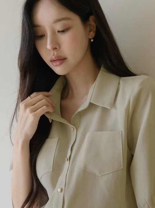 MS50861 Collar pockets blouse