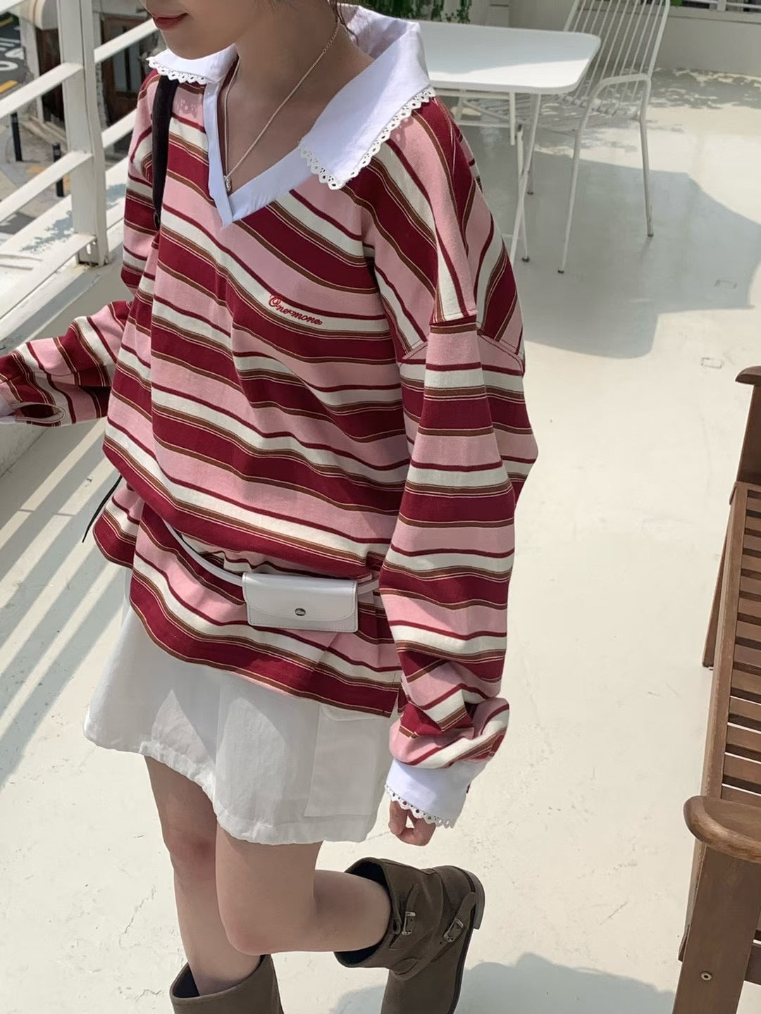 MS50802 V Collar coloring top