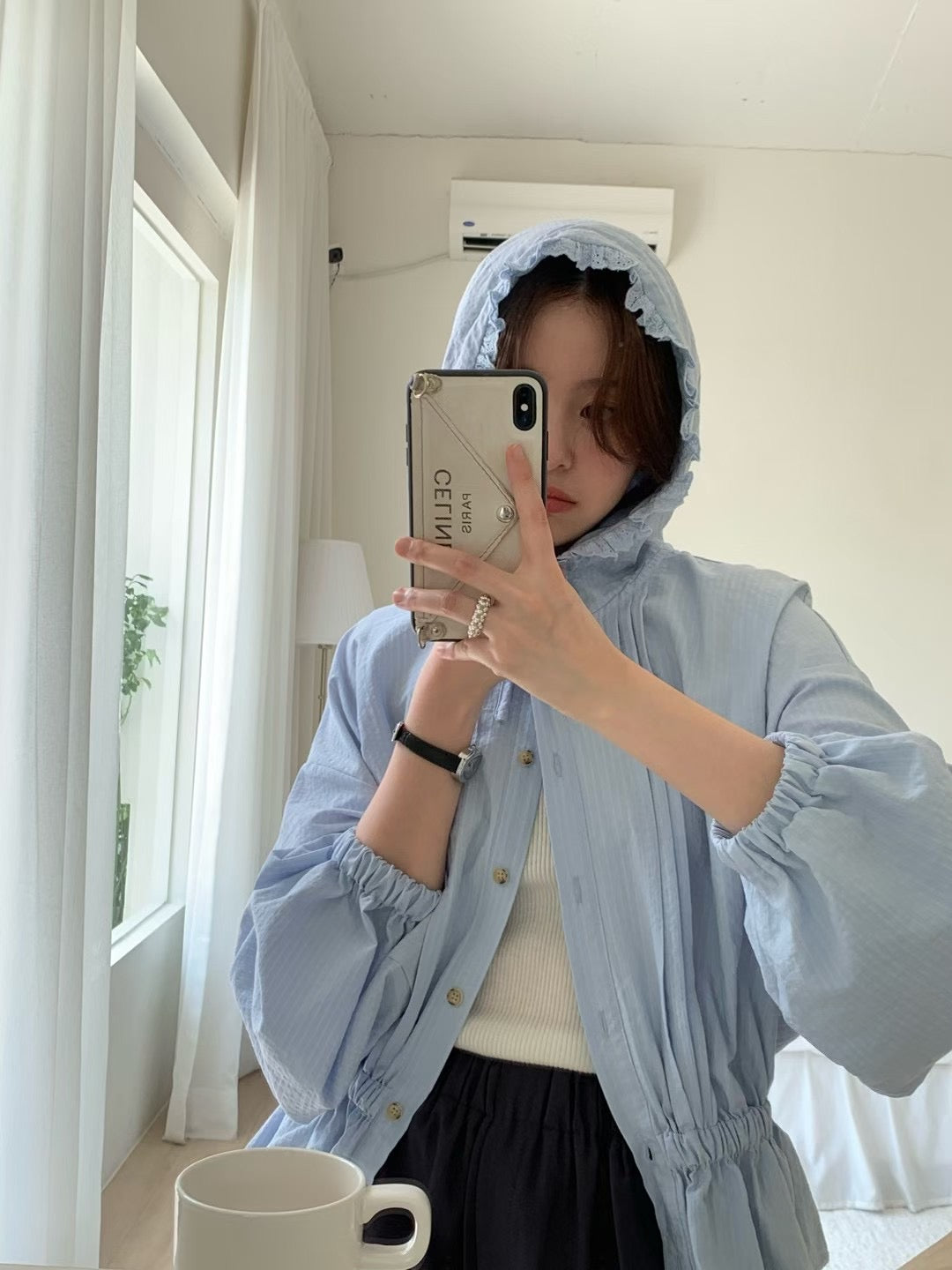MS50806 Lace hem sun protection hoodie