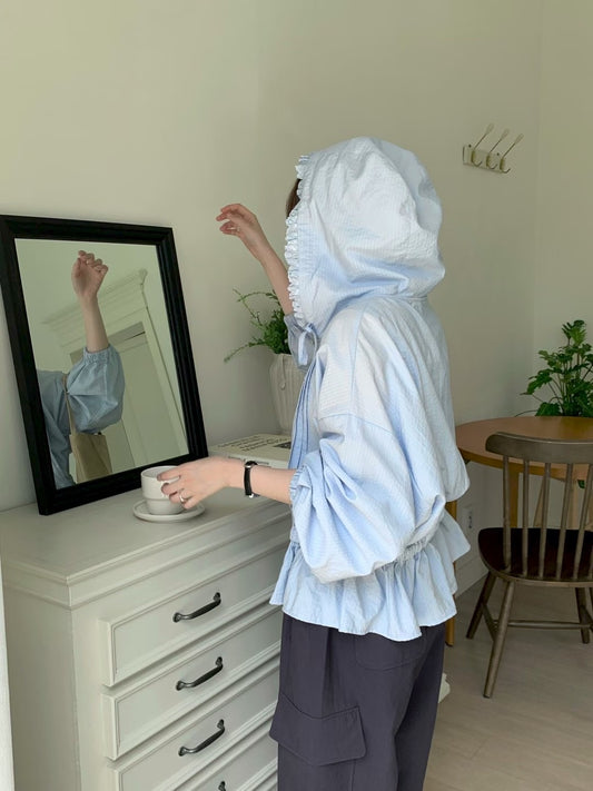 MS50806 Lace hem sun protection hoodie