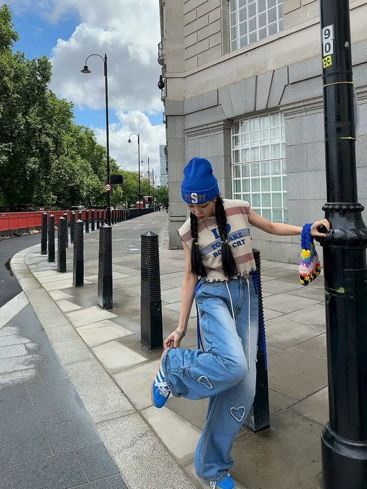 MS50812 Heart shape denim pants