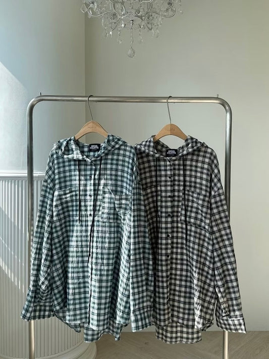 MS50813 Checked hoodie outer