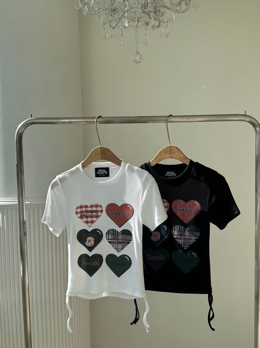MS50817 Heart trim crop tee