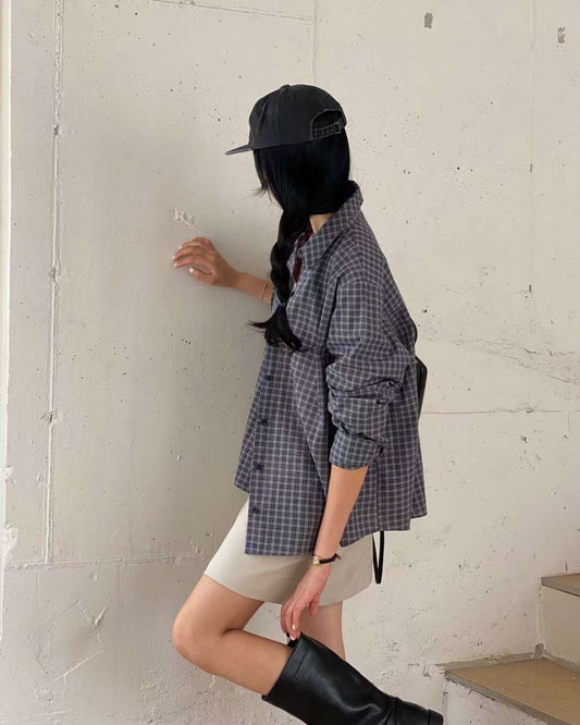 MS50825 Vintage checked blouse