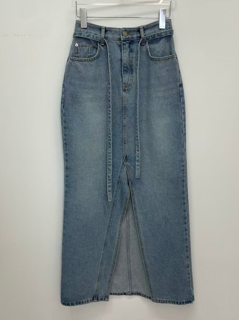 MS50928 Denim maxi skirt