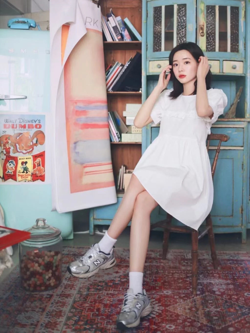 Puff ivory dress