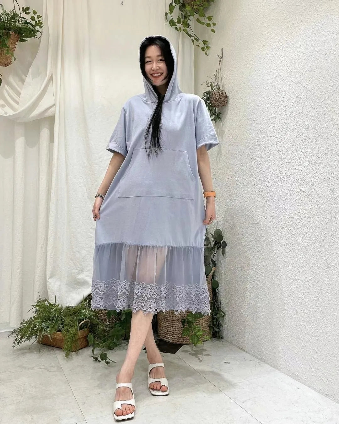Lace hoodie dress