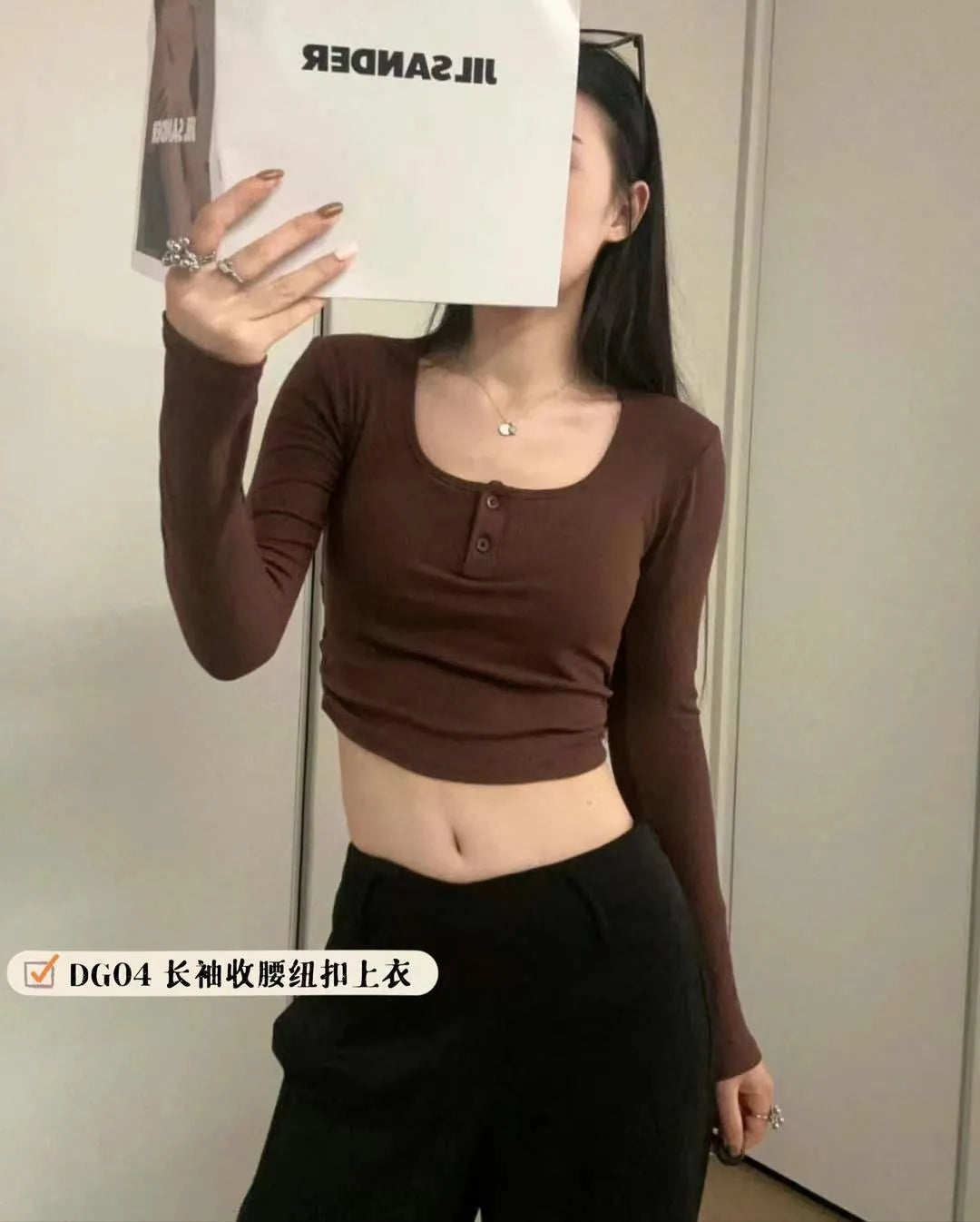 Long sleeve button bratop
