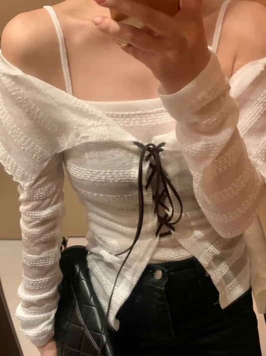 Soft lace ribbon top