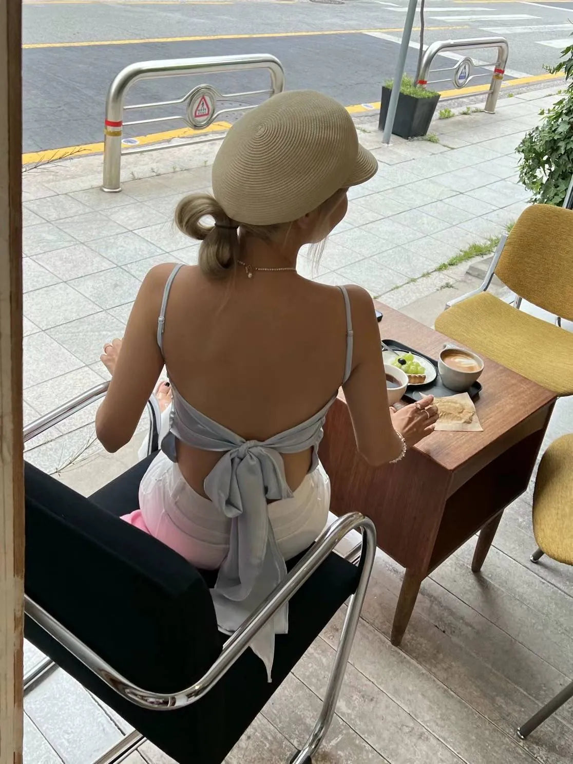 Nymph baby blue pretty back top