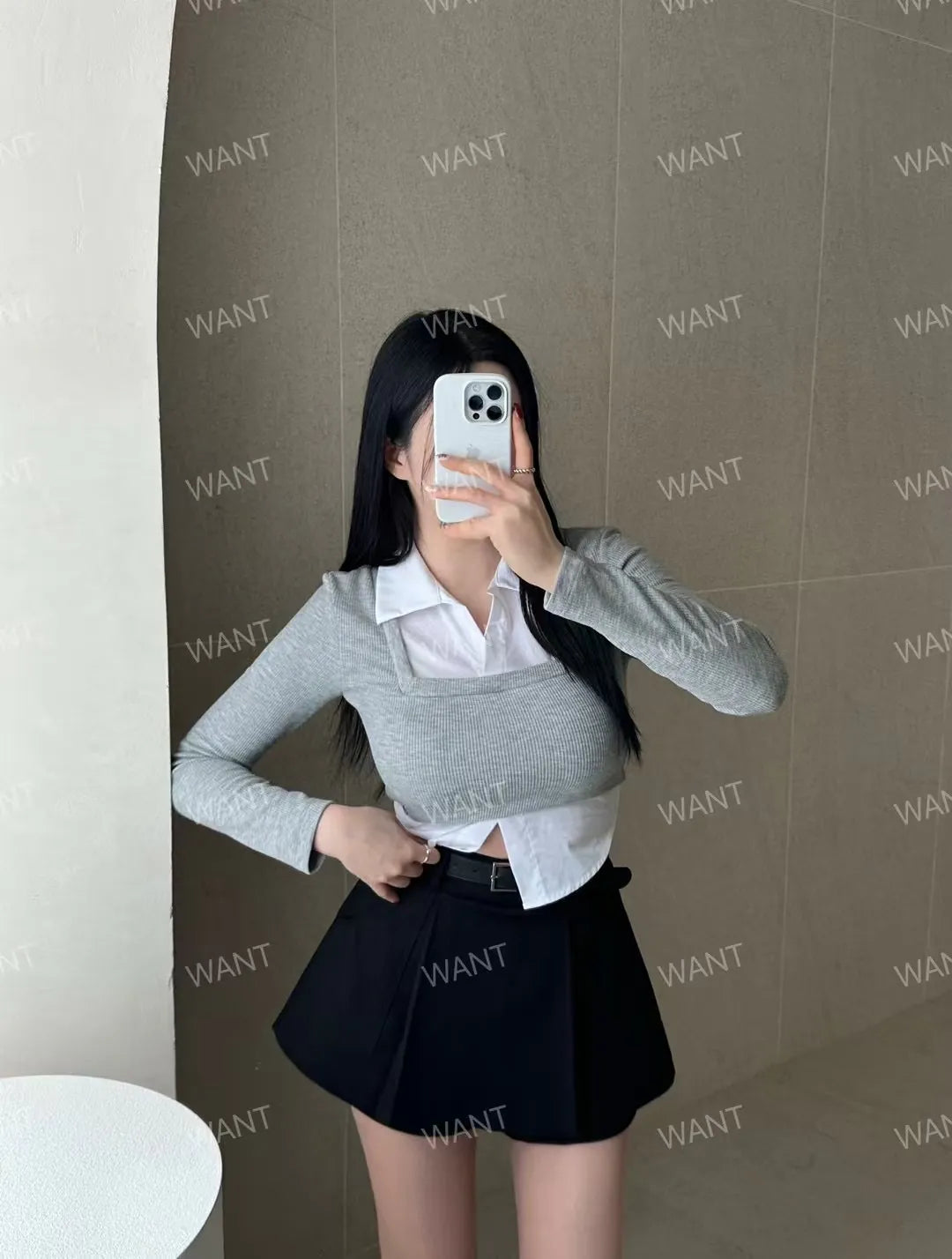 Stylish mix top grey