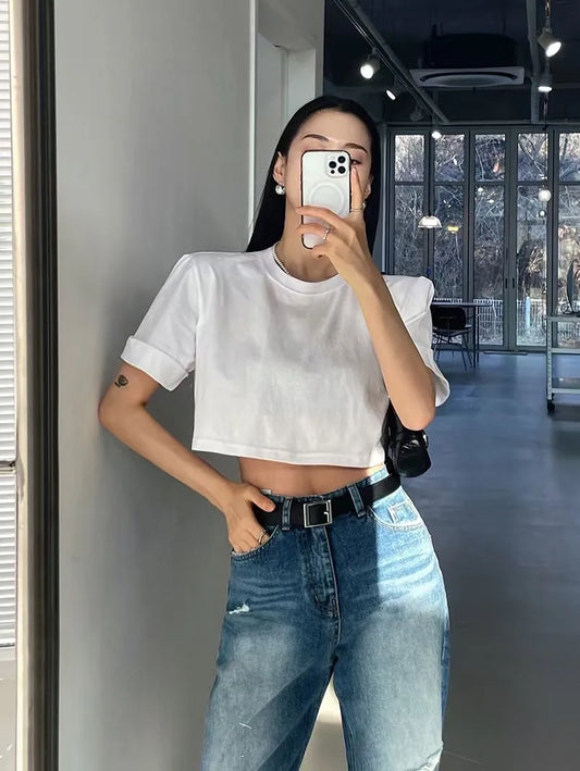 Basic white crop tee