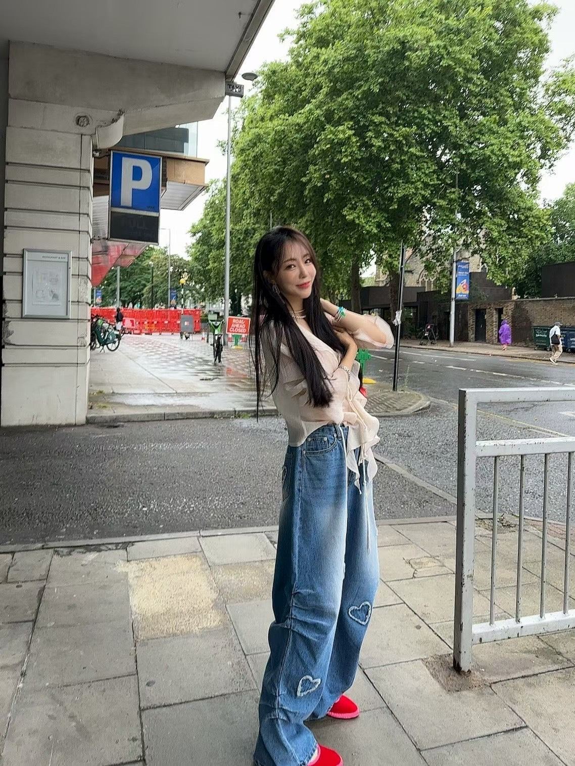 MS50812 Heart shape denim pants