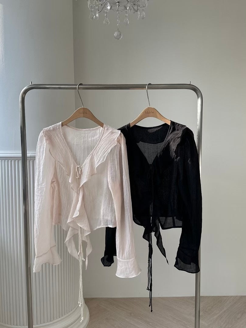 MS50810 Lotus frill wrinkle blouse