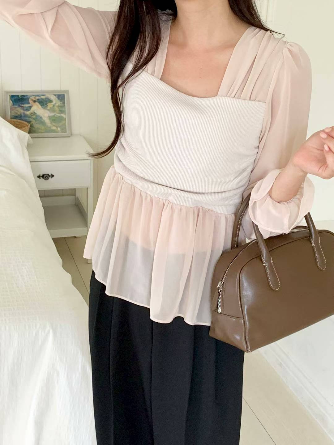 MS51054 Reina chiffon peplum blouse