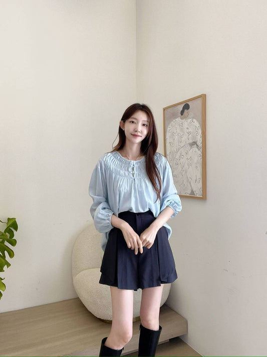 MS51022 High waist pleated shorts