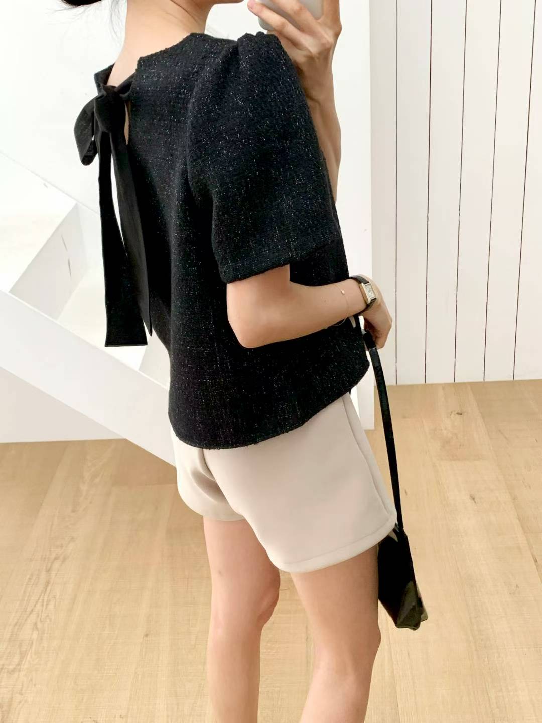 MS51052 Tweed ribbon top
