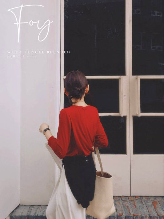 MS50945 Wool tencel blended jersey tee