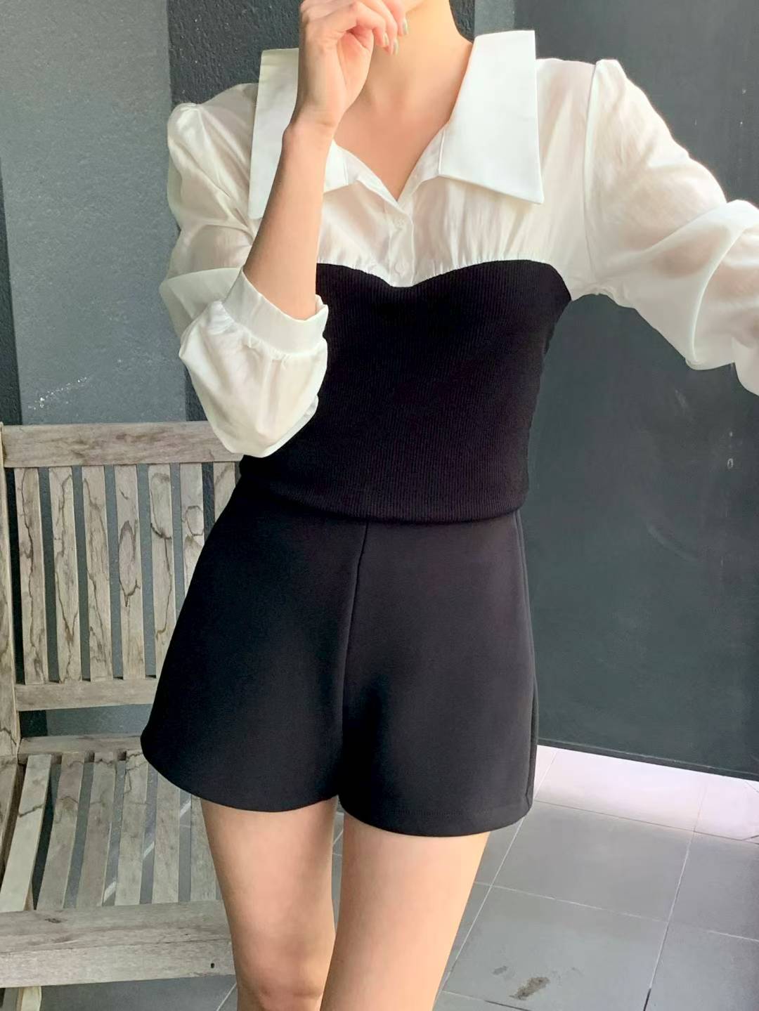 MS51055 Wendy chiffon knit blouse