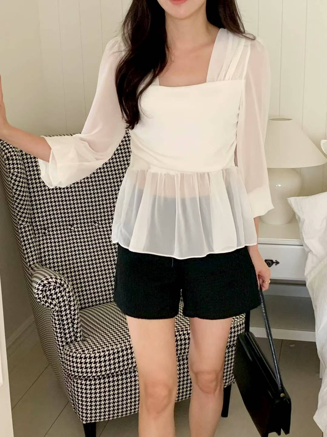 MS51054 Reina chiffon peplum blouse