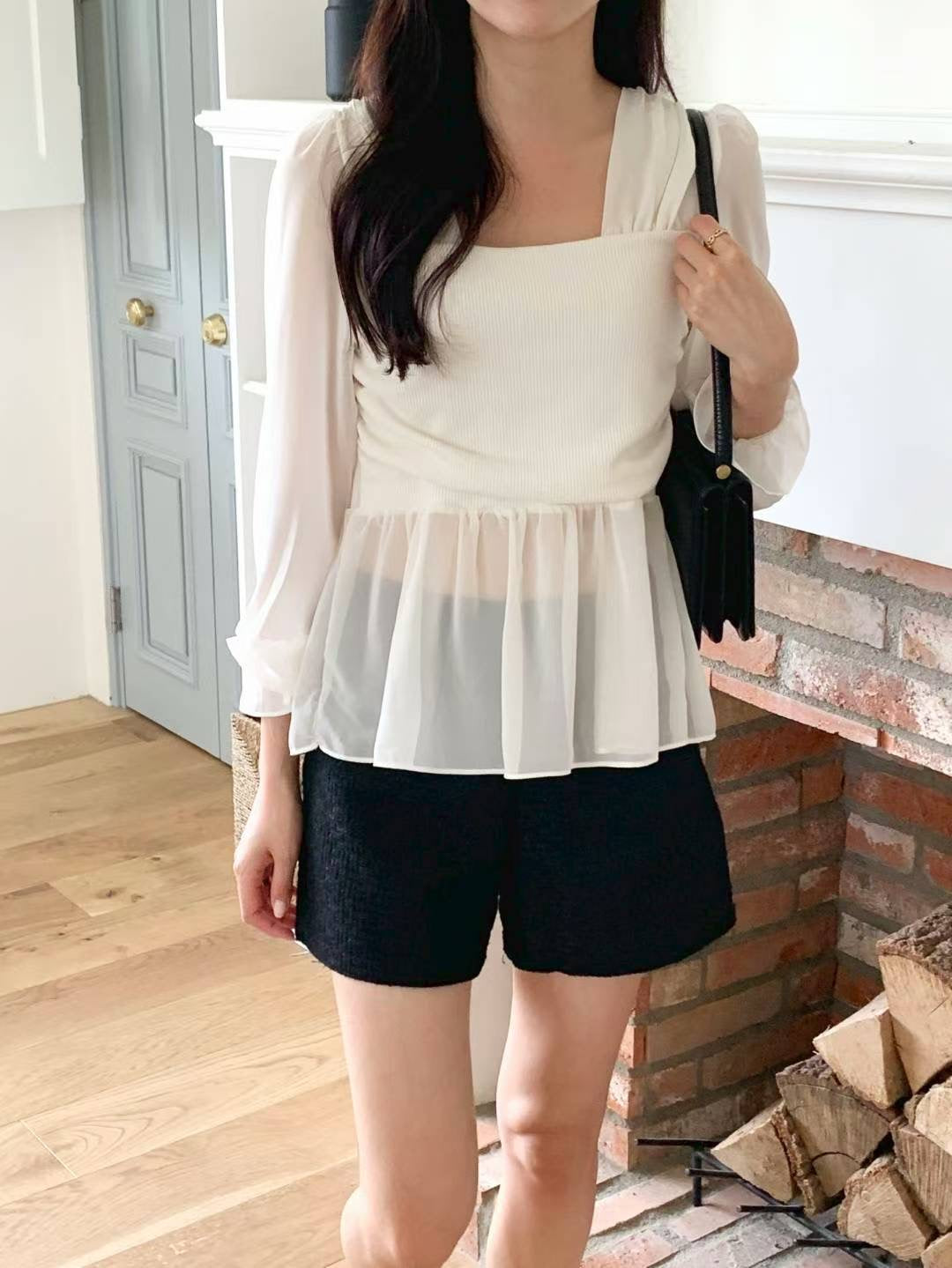 MS51054 Reina chiffon peplum blouse