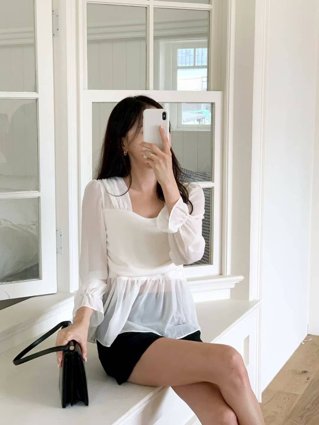 MS51054 Reina chiffon peplum blouse