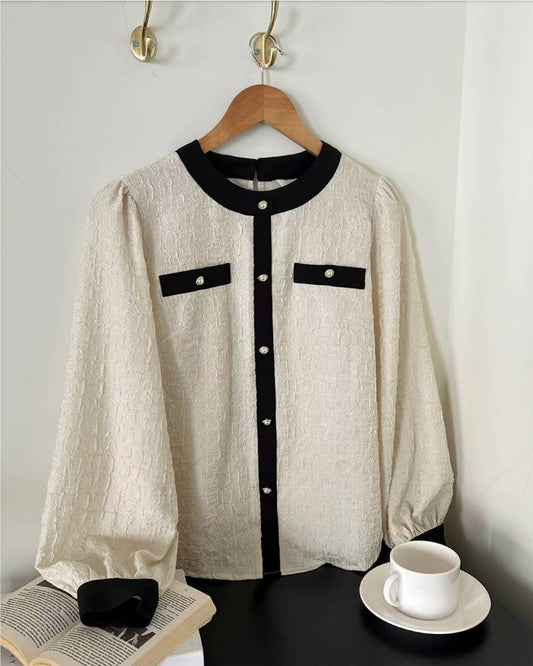 MS50951 Reina tweed button blouse