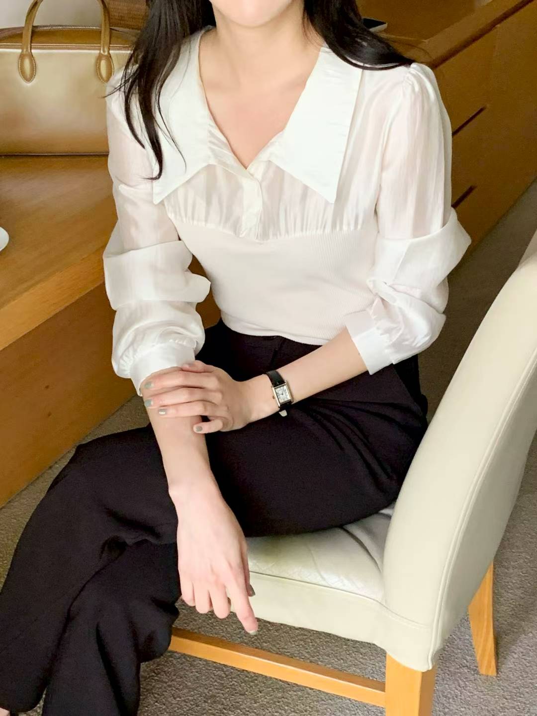 MS51055 Wendy chiffon knit blouse
