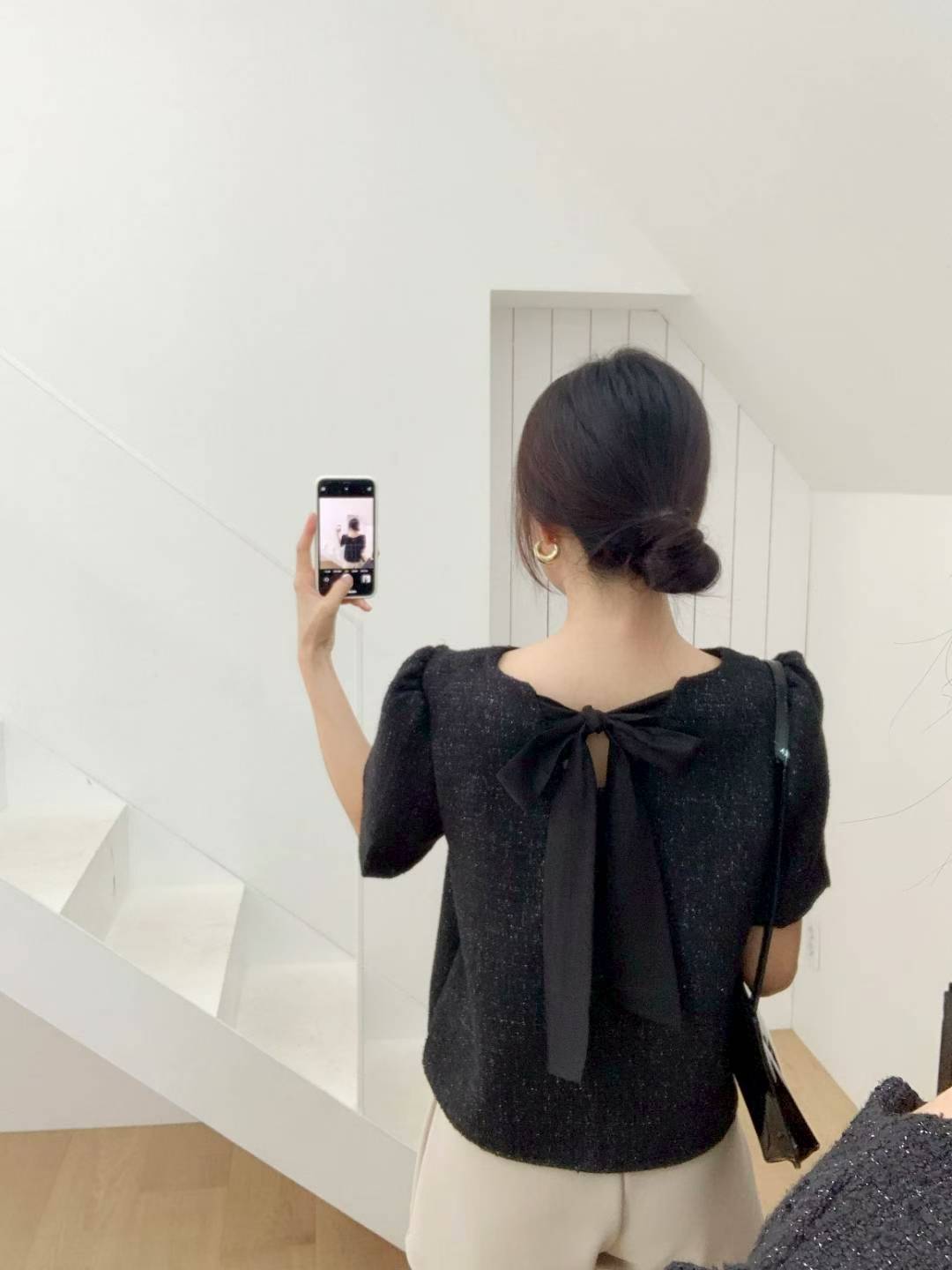 MS51052 Tweed ribbon top