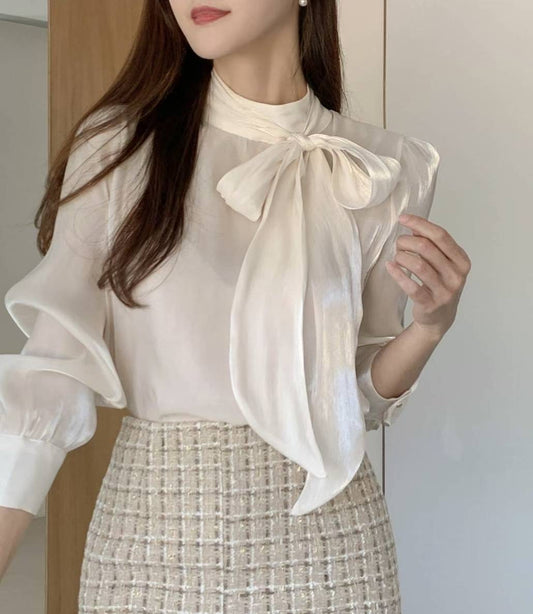 MS50955 Shinning tie blouse