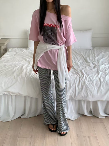 MS60723 Retro off shoulder tee